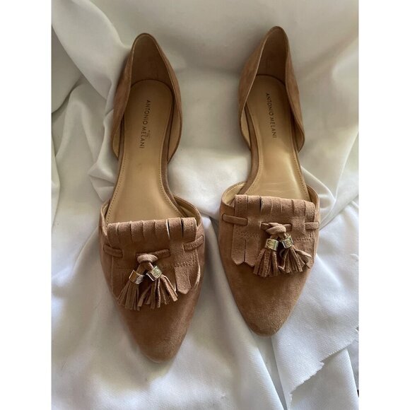 Antonio Melani Tan Suede Tassel Pointed-Toe Flats Womens Size 11M - Picture 1 of 7